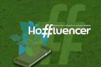 Logo und Schriftzug Hoffluencer. Bayerische Landwirte in sozialen Medien